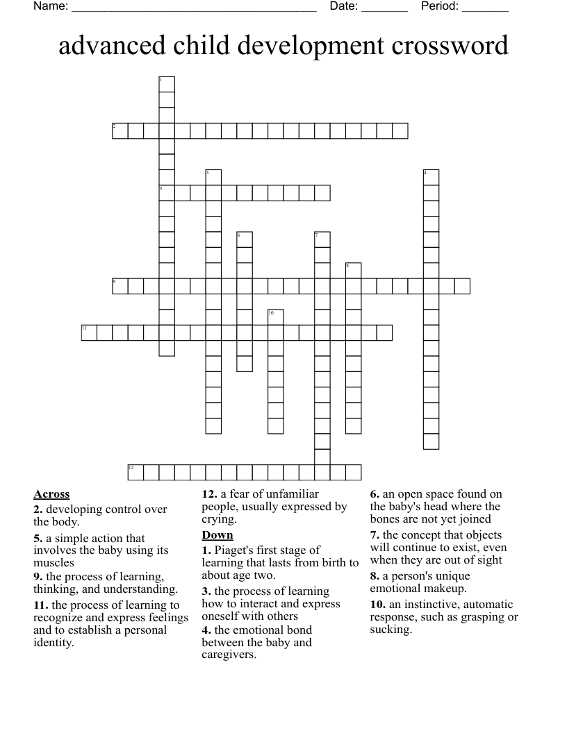 advanced child development crossword