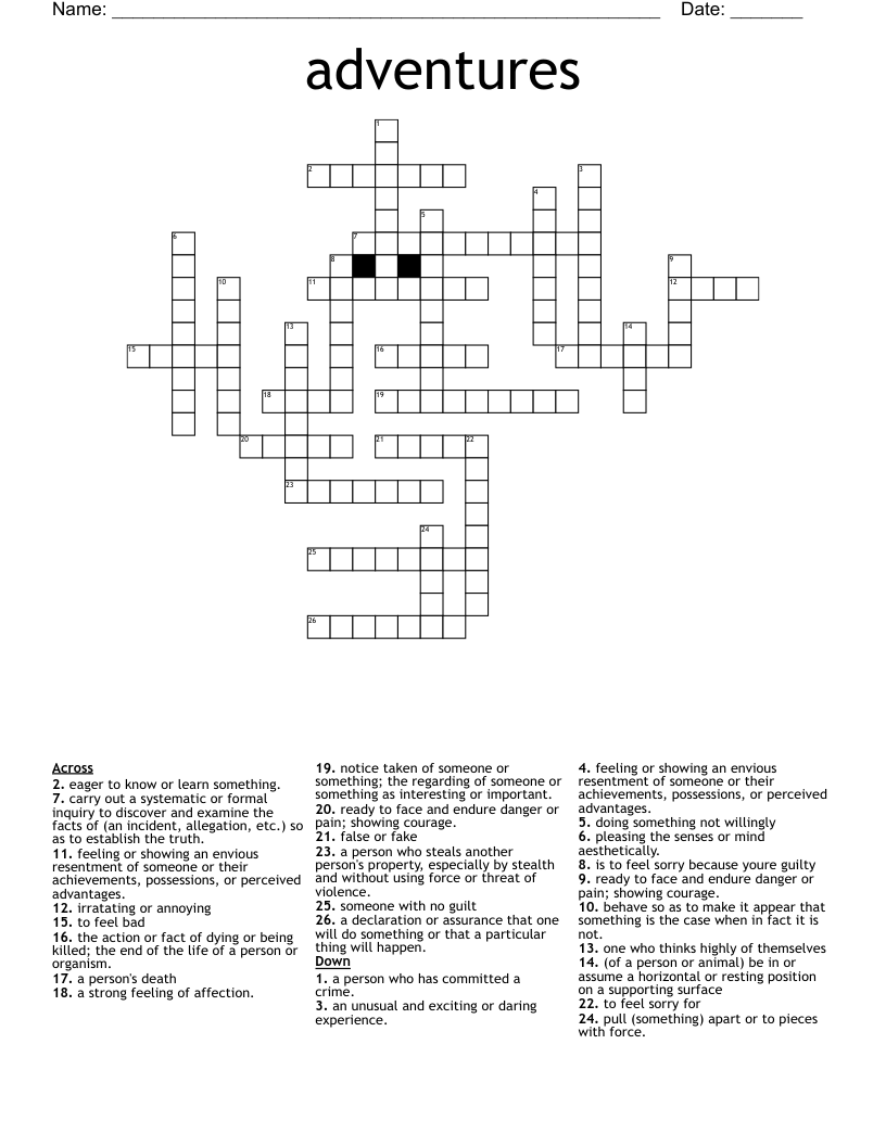 adventures  Crossword