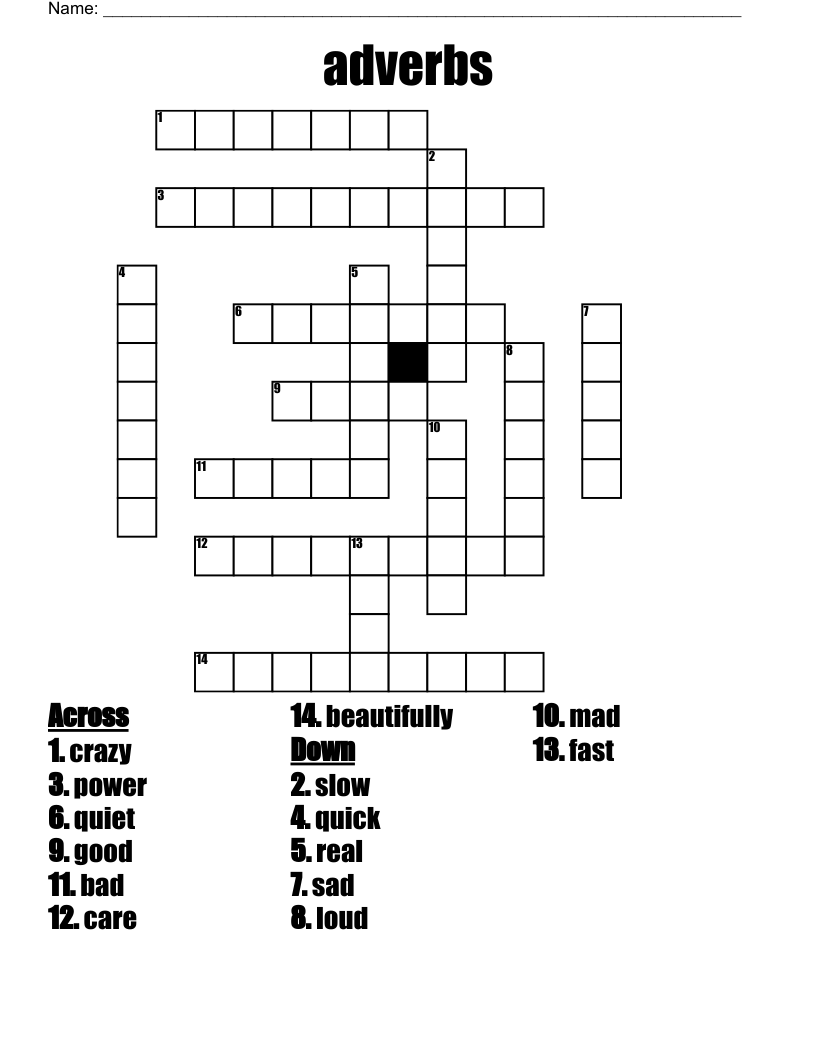 adverbs  Crossword