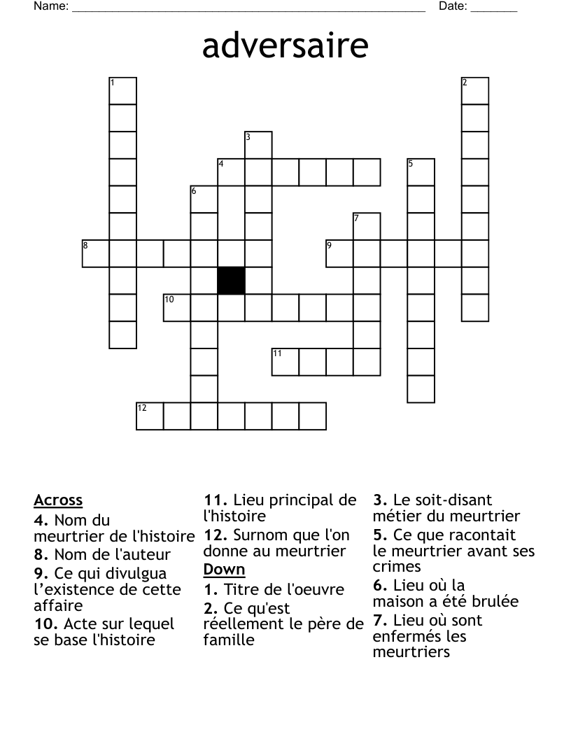 adversaire Crossword