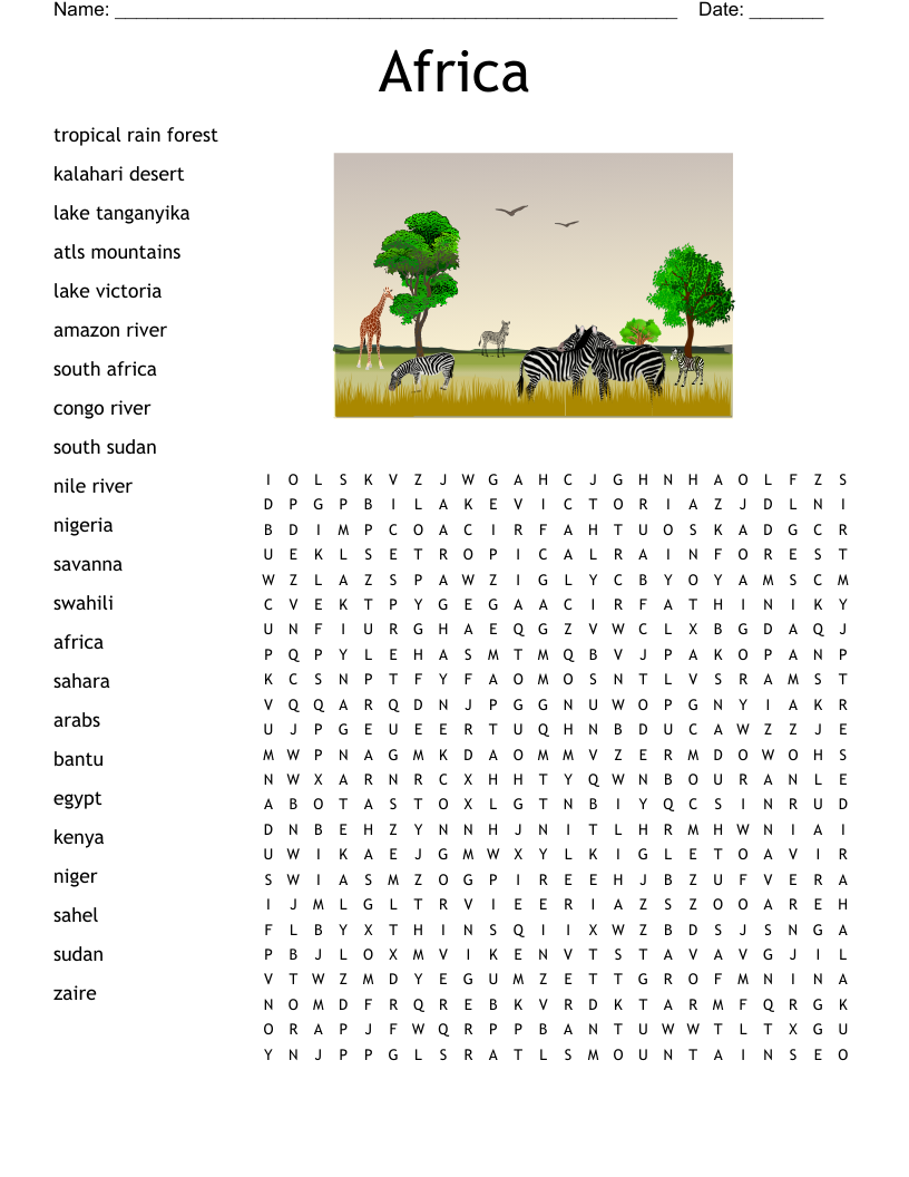 Africa Word Search