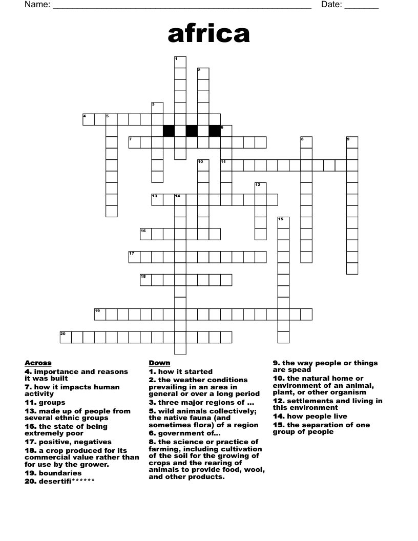 africa Crossword