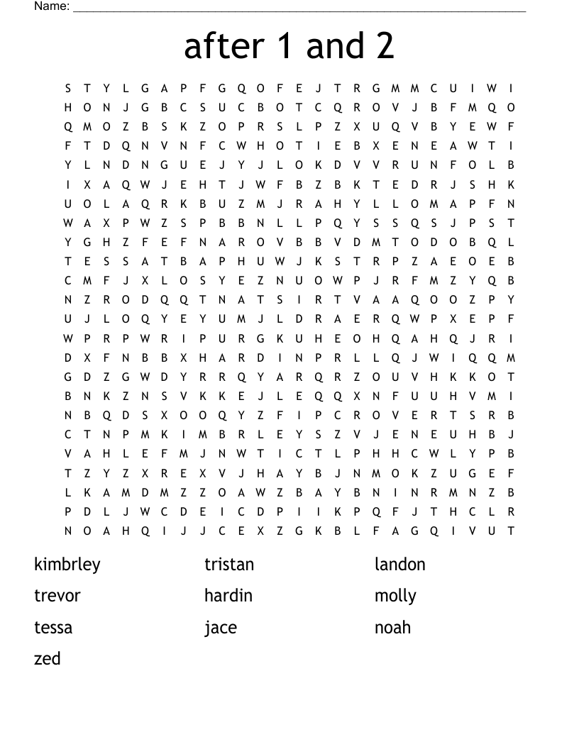 after 1 and 2 Word Search