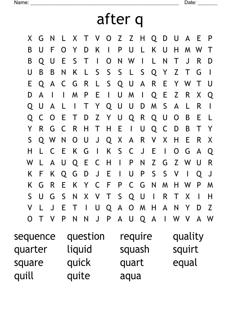 after q Word Search