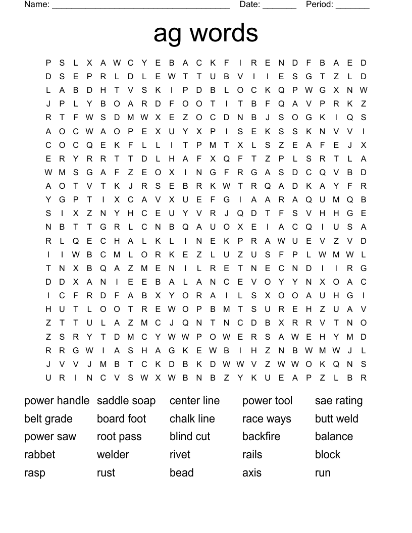 ag words  Word Search