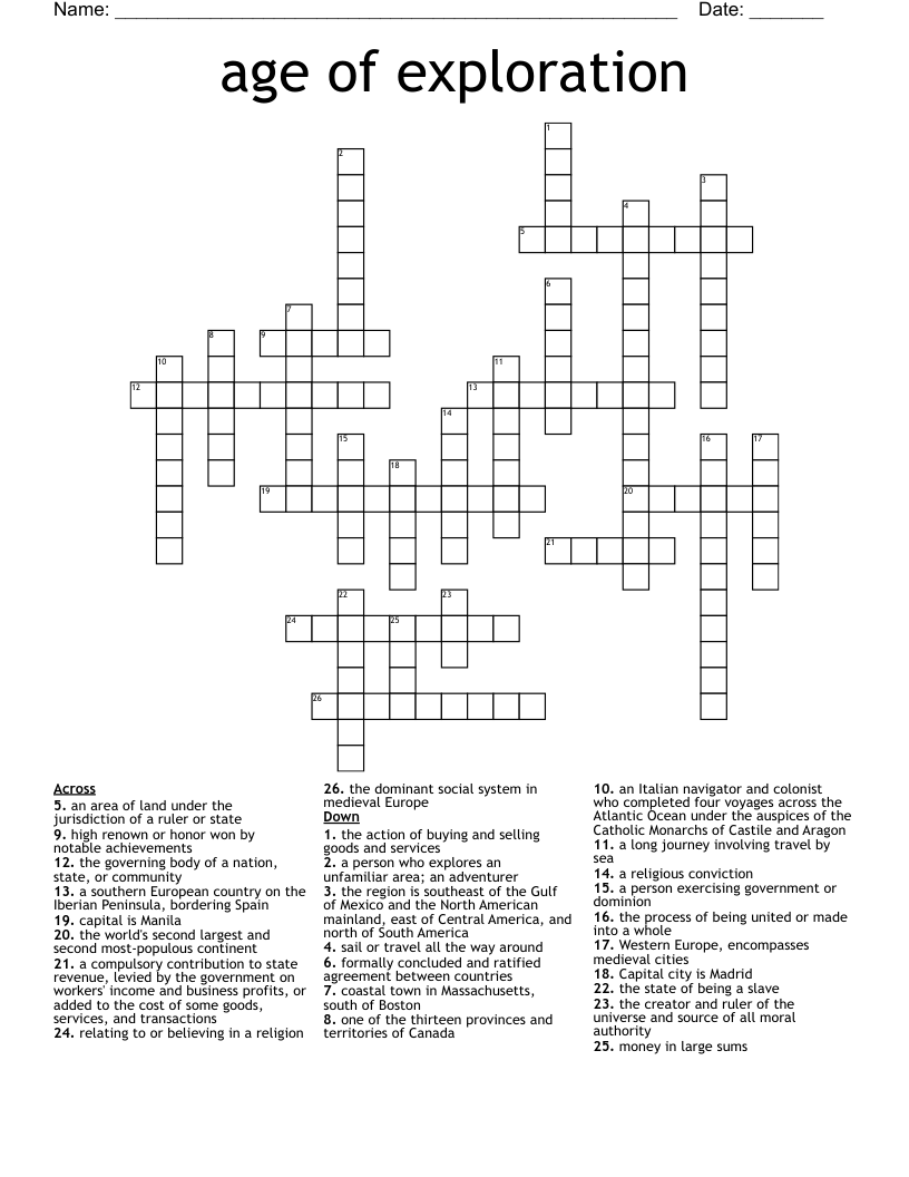 age of exploration Crossword