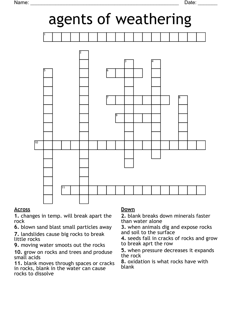 agents of weathering Crossword