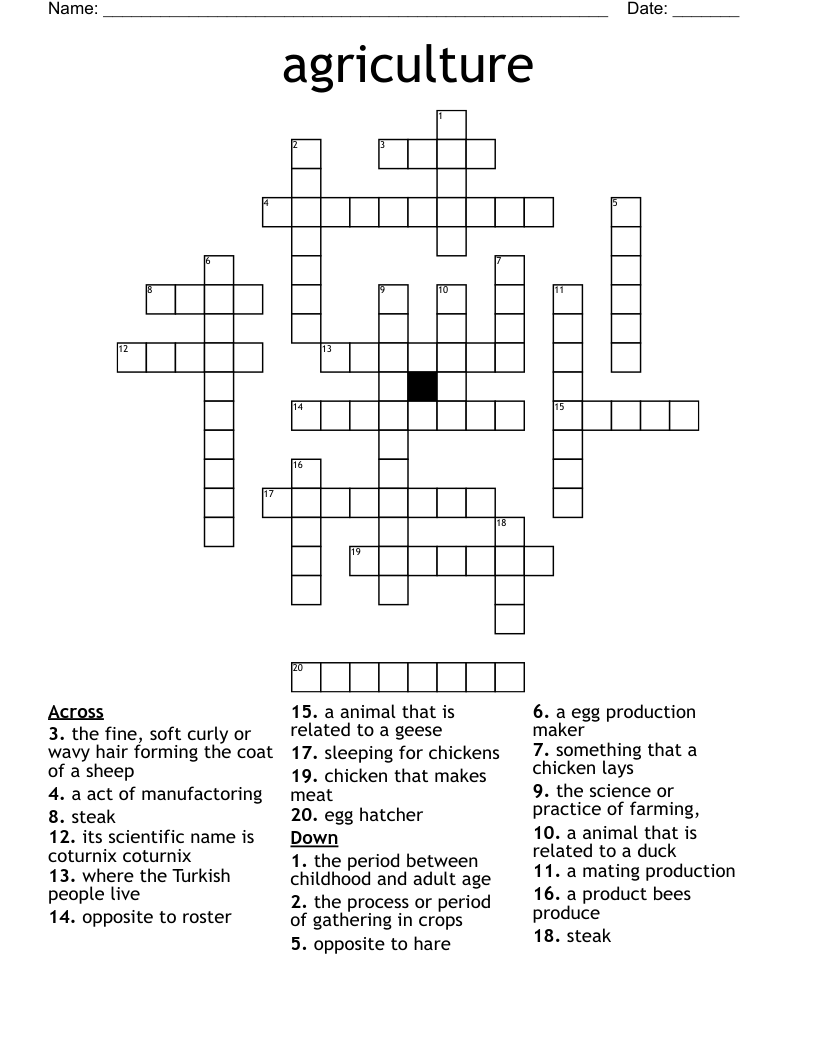 agriculture Crossword