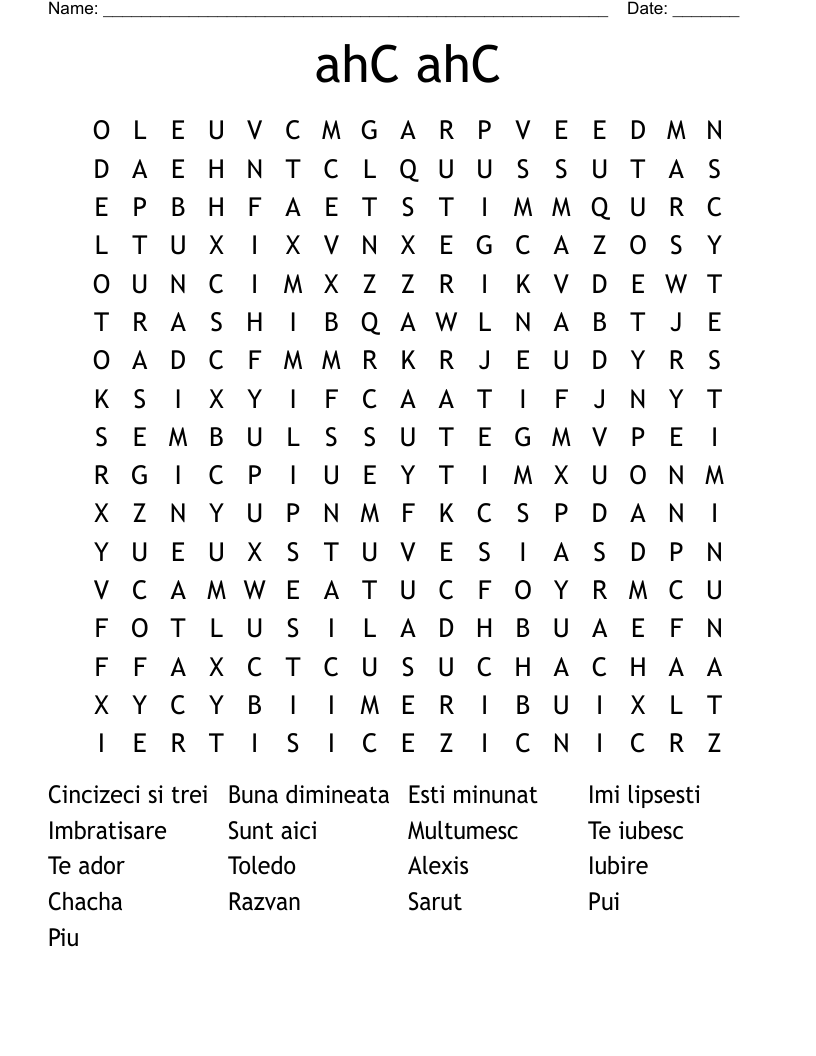 ahC ahC Word Search