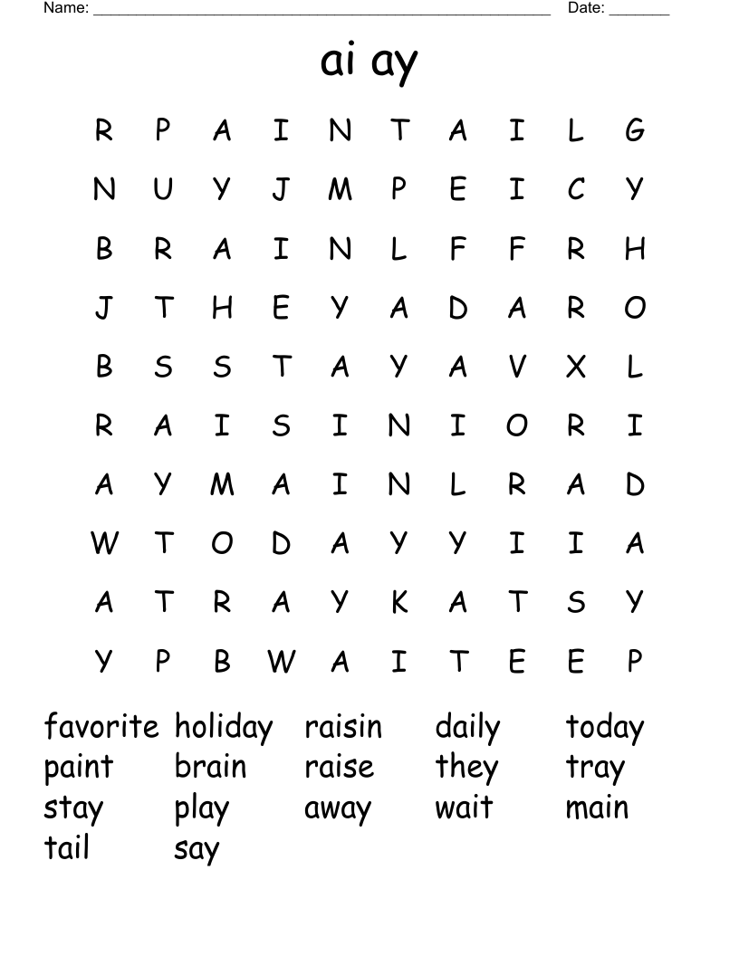 ai ay Word Search