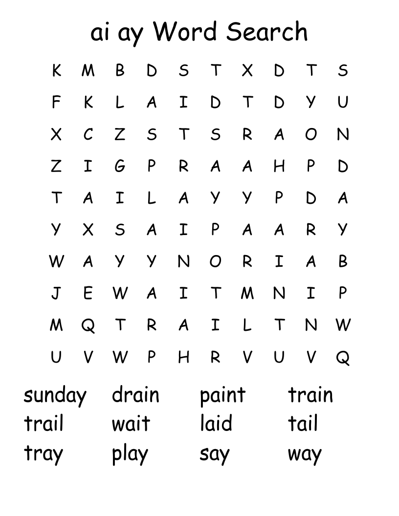 ai ay Word Search