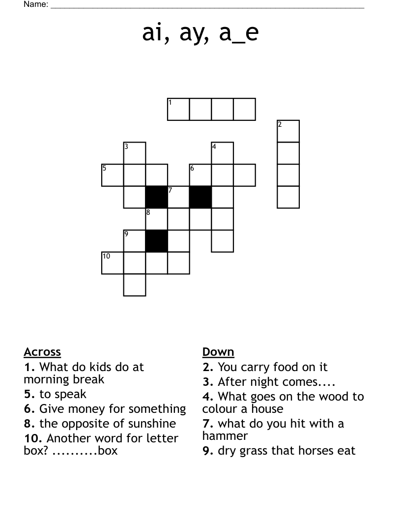 ai, ay, a_e Crossword