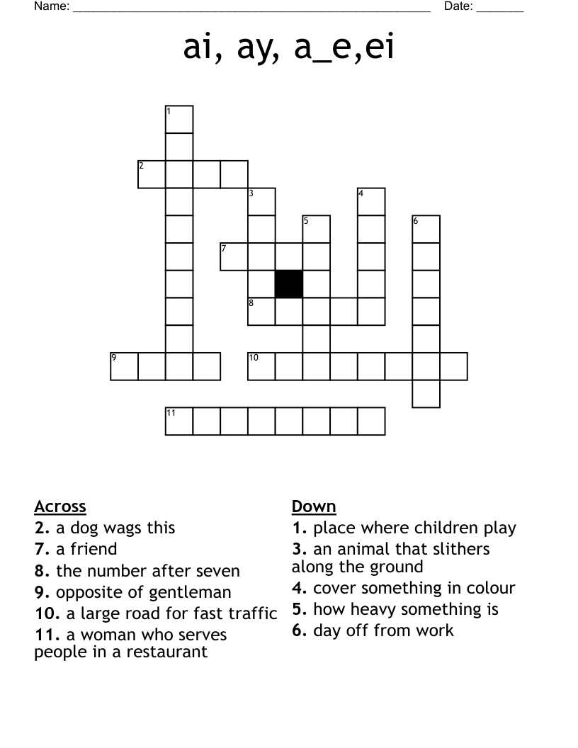 ai, ay, a_e,ei Crossword