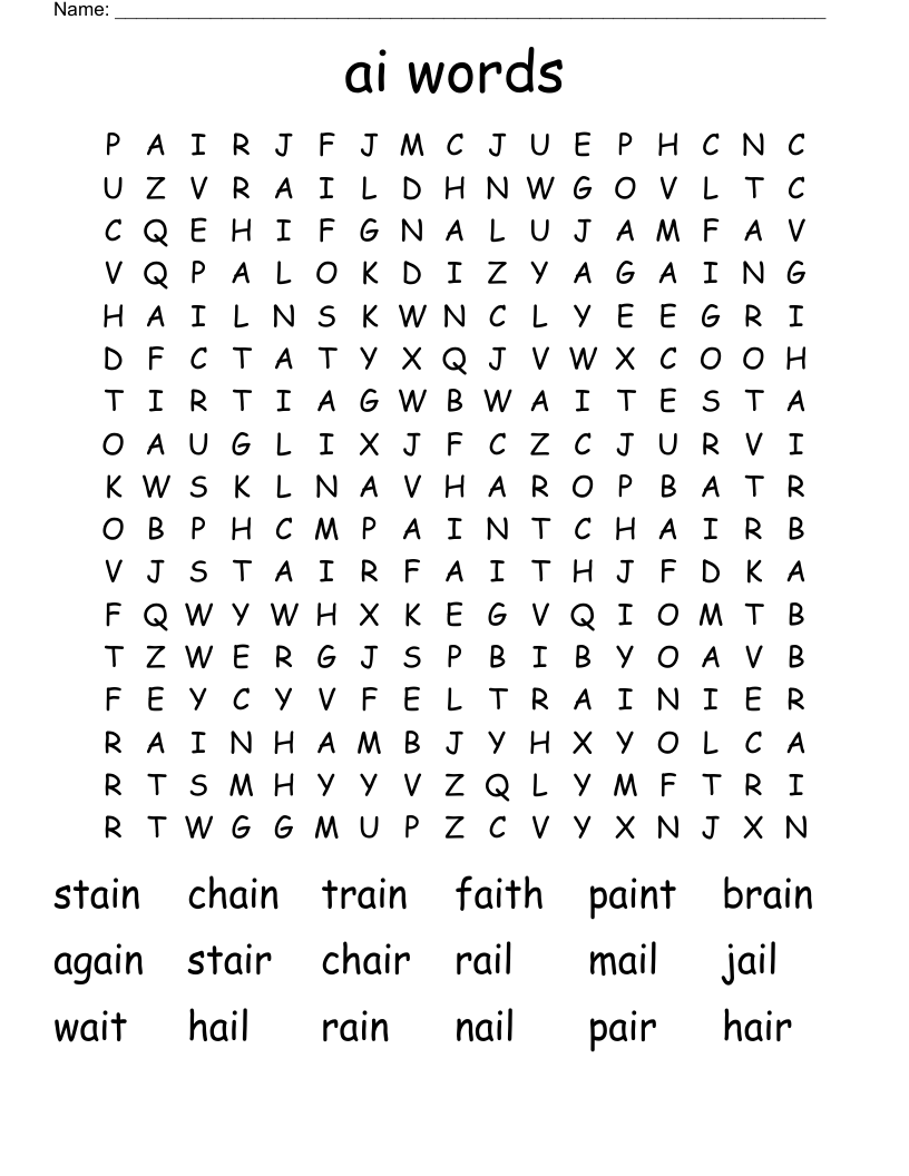ai words Word Search