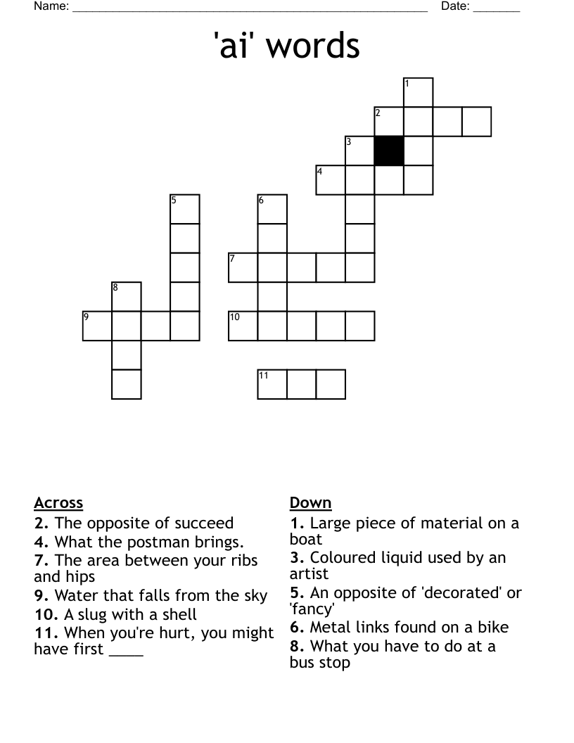 'ai' words Crossword