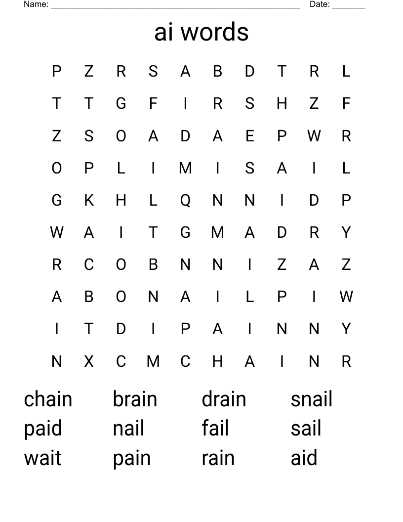 ai words Word Search