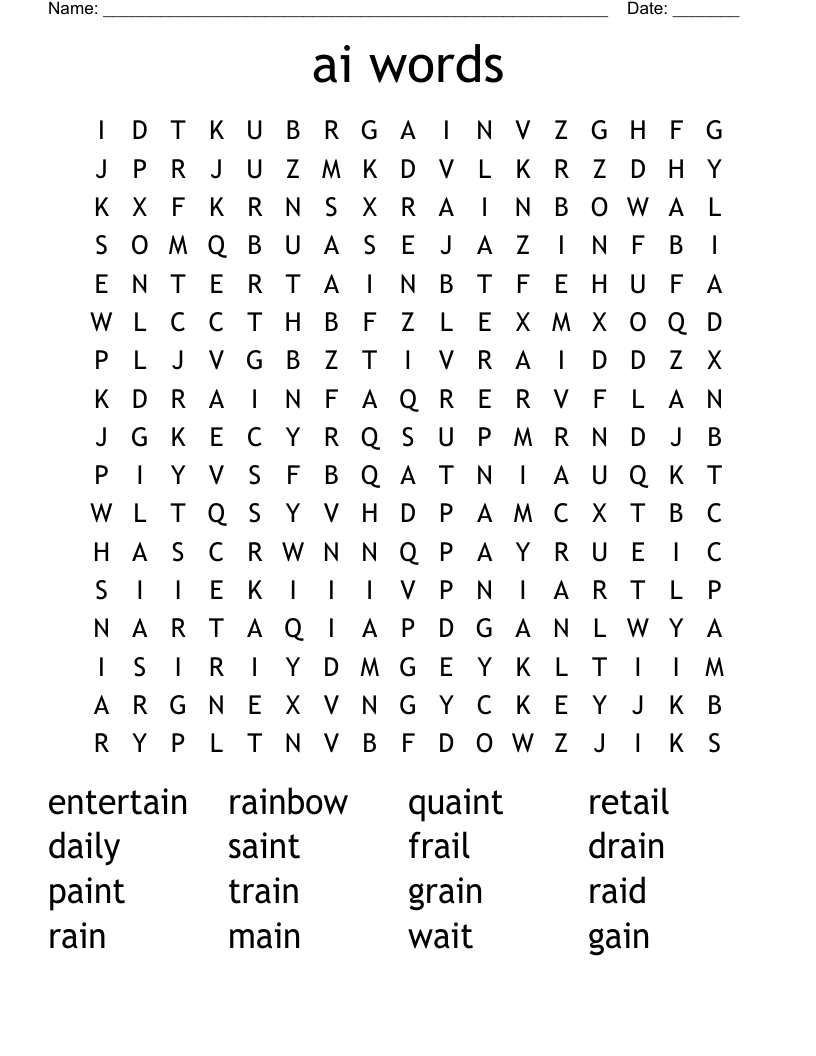 ai words Word Search