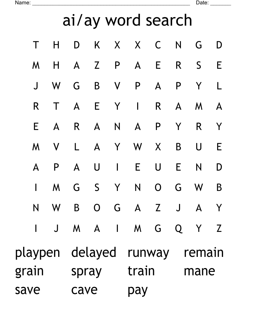 ai/ay word search