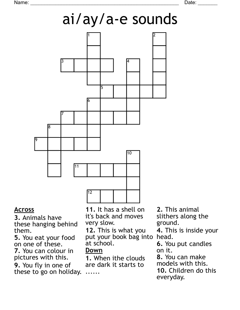 ai/ay/a-e sounds Crossword