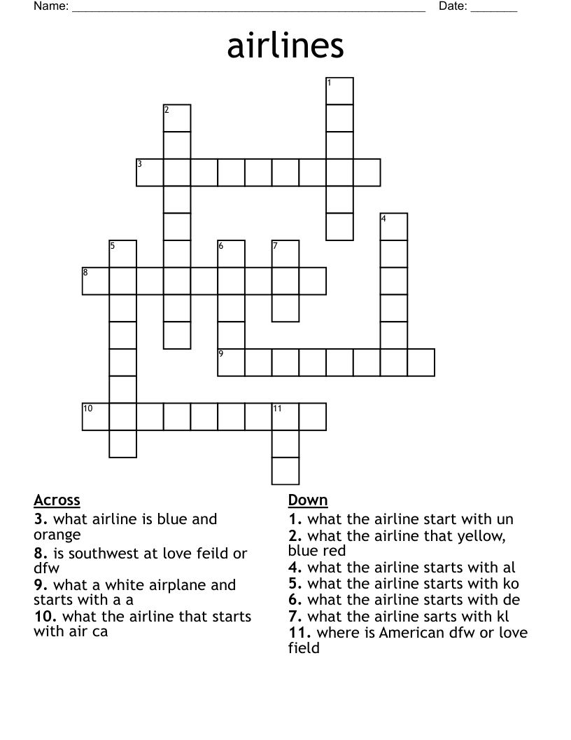 airlines Crossword