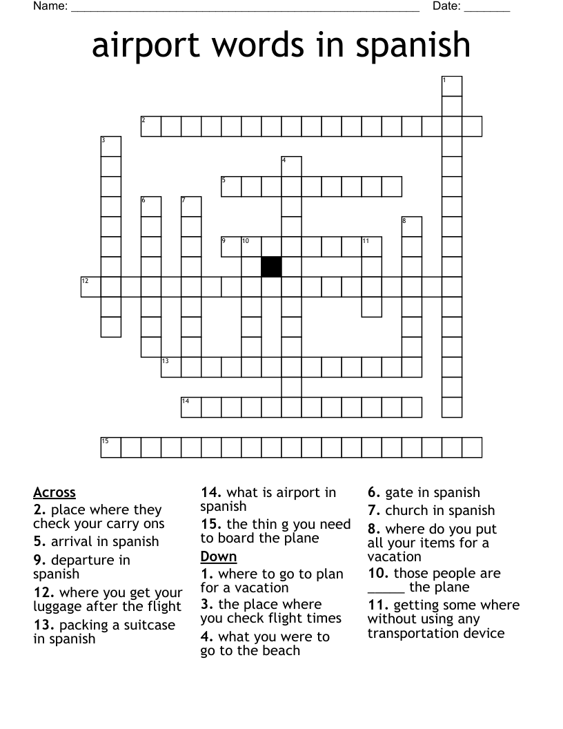 airport words in spanish Crossword