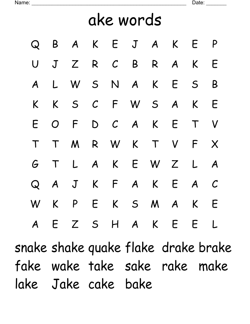 ake words Word Search