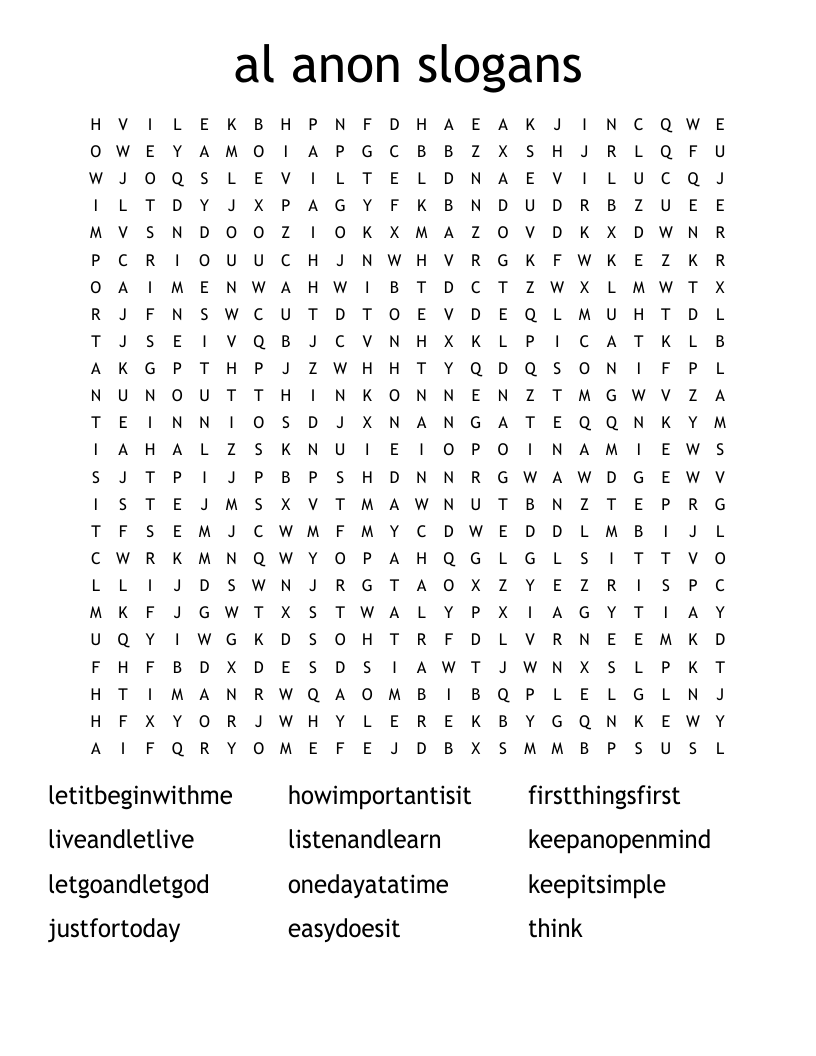 al anon slogans Word Search