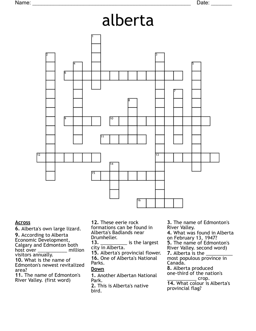 alberta Crossword