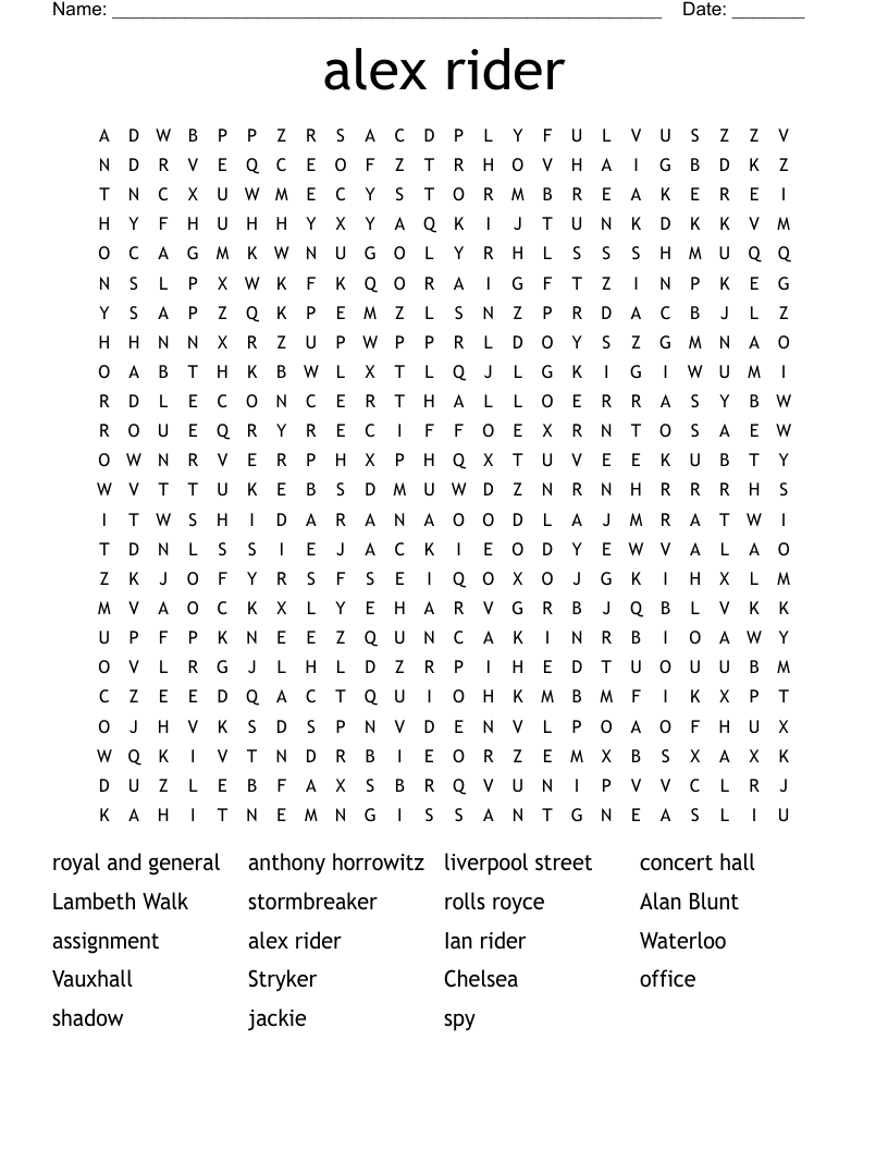 alex rider Word Search