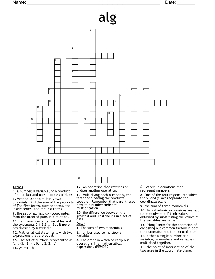 alg Crossword