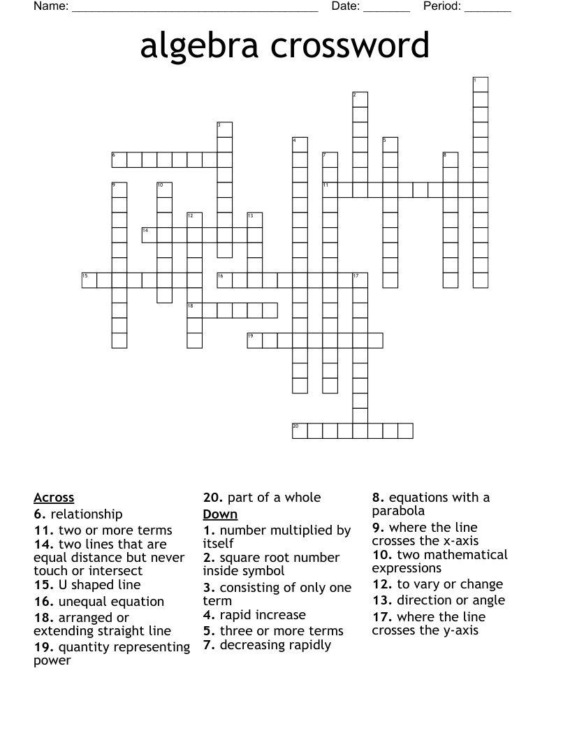 algebra crossword