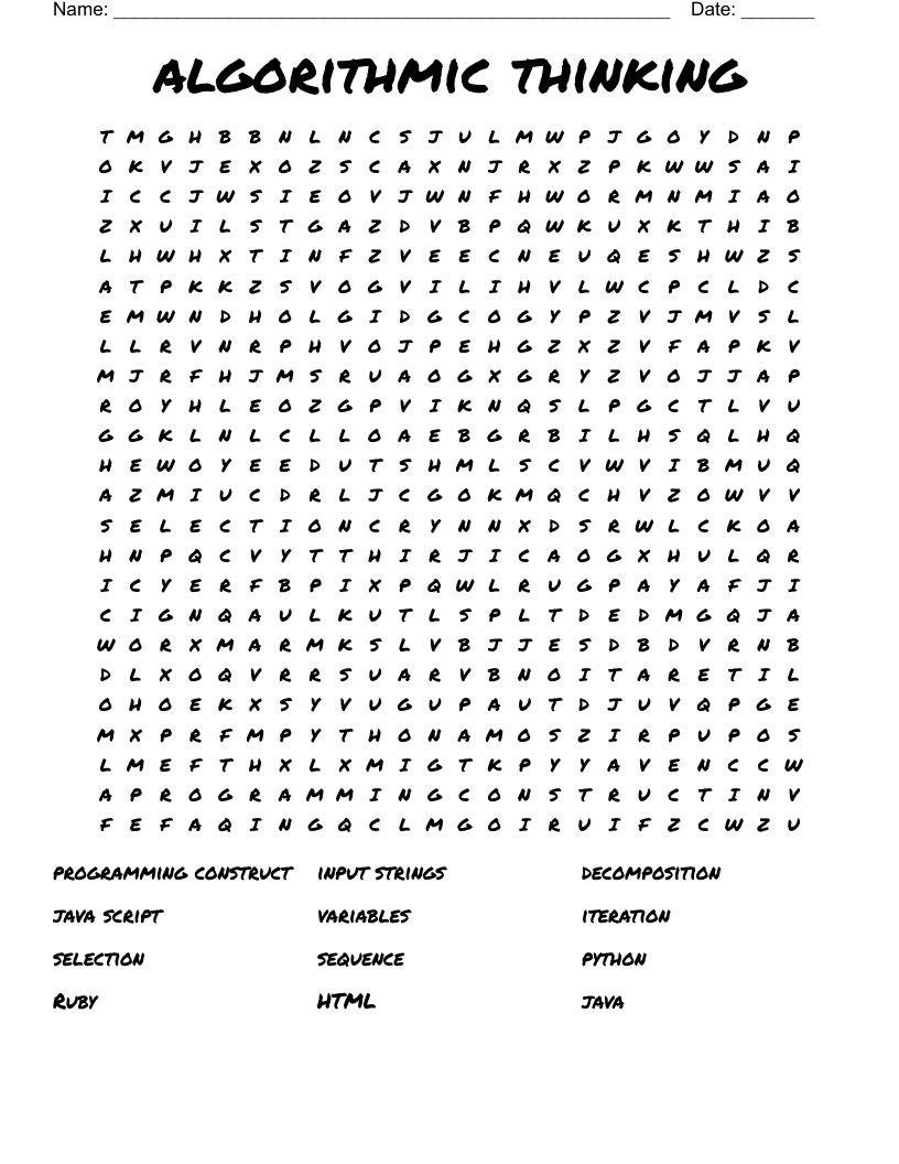 algorithmic thinking  Word Search