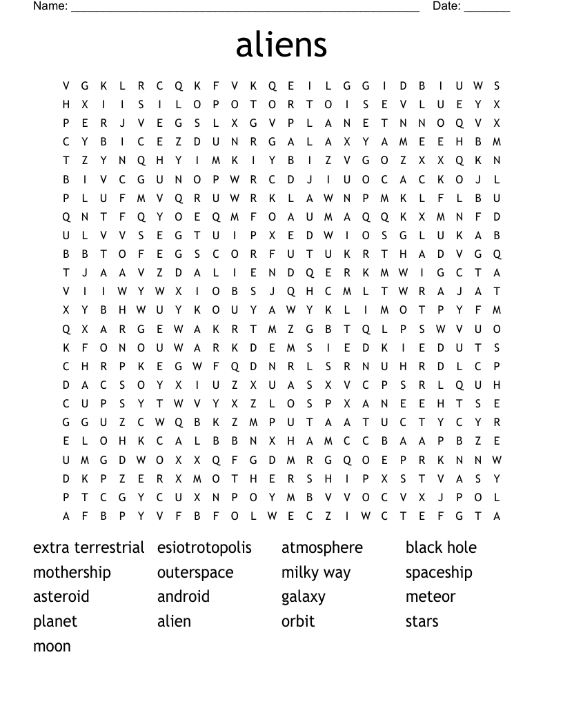 aliens Word Search