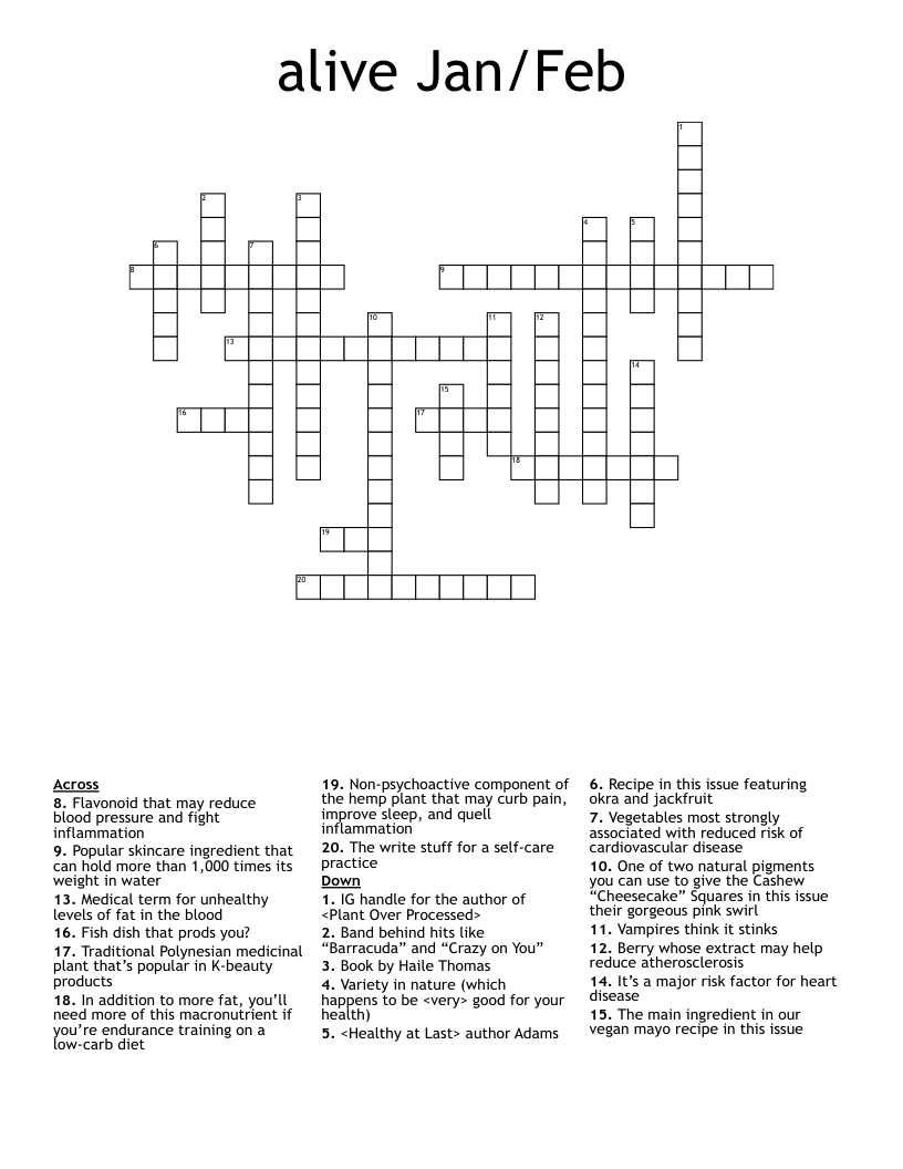 alive Jan/Feb Crossword