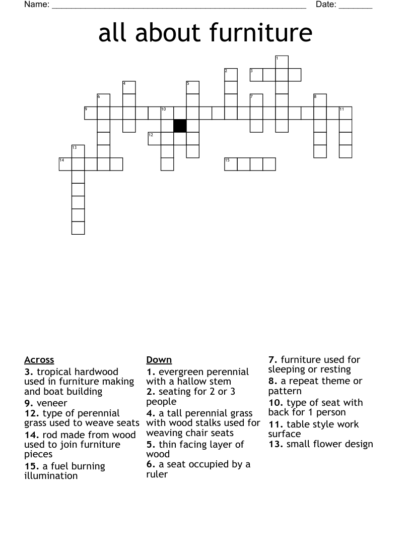 all about furniture Crossword