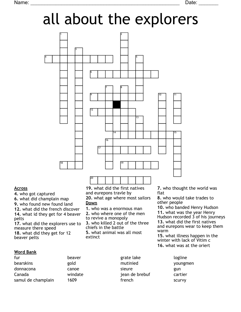 all about the explorers Crossword