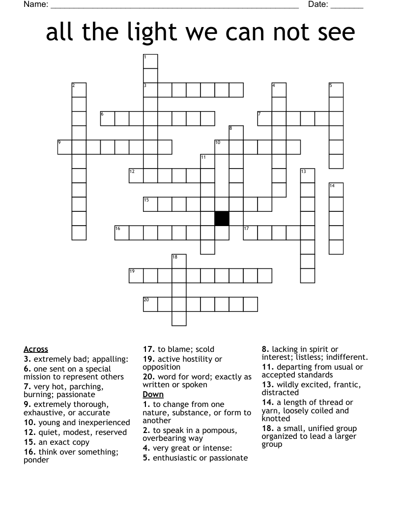 all the light we can not see Crossword