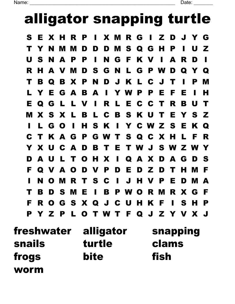 alligator snapping turtle Word Search