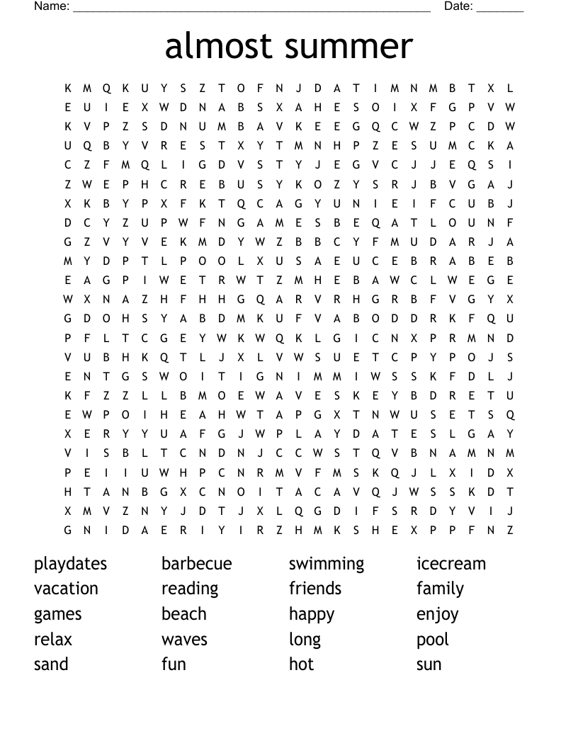 almost summer Word Search