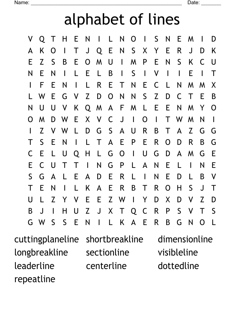 alphabet of lines Word Search
