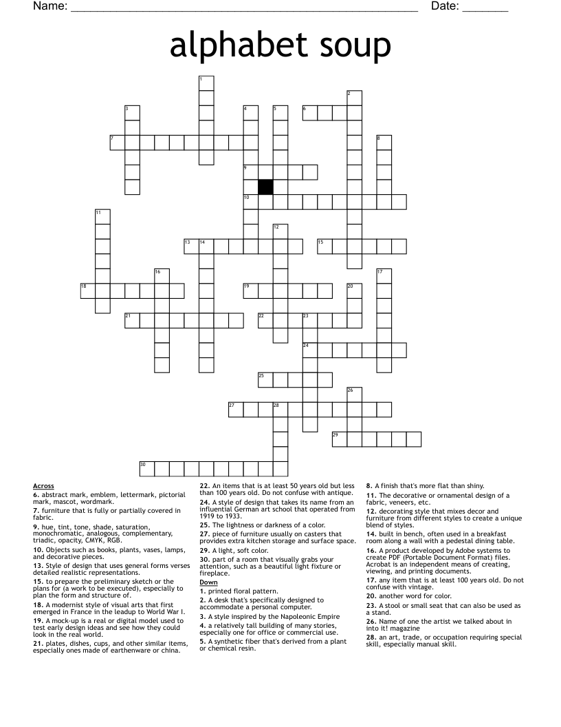 alphabet soup Crossword