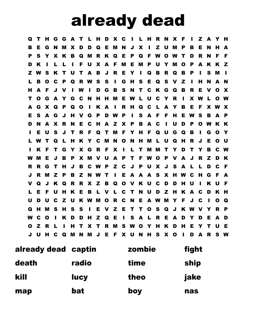 already dead Word Search