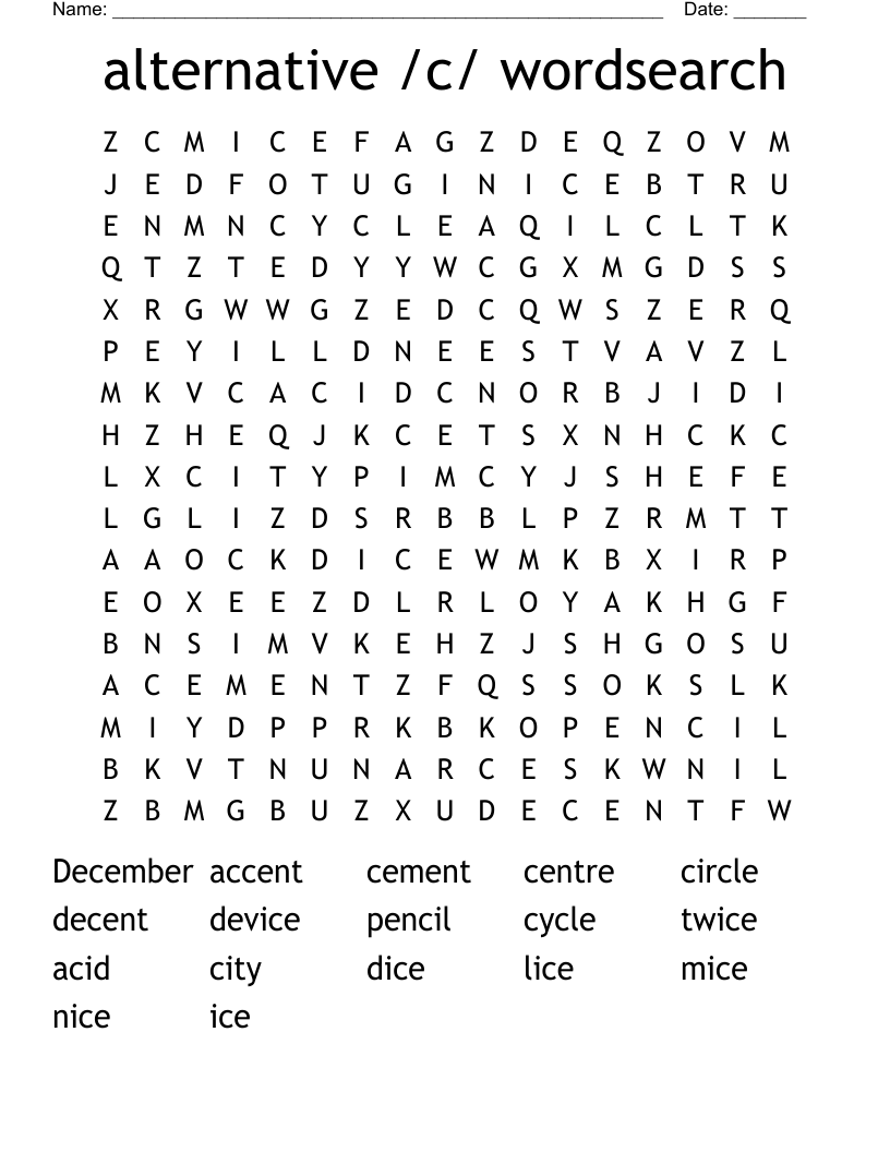 alternative /c/ wordsearch