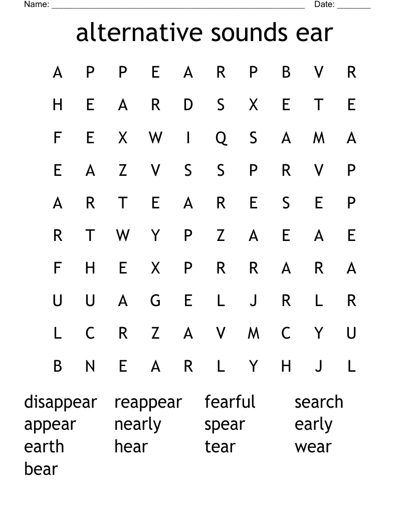 alternative sounds ear Word Search