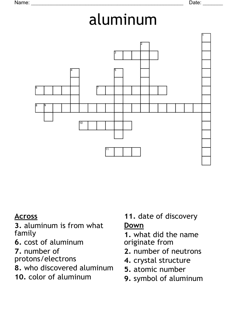aluminum Crossword