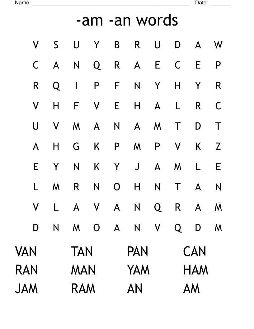 -am -an words Word Search