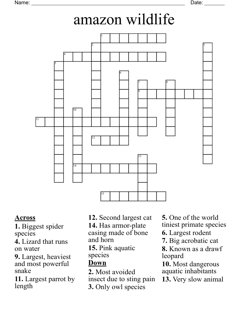 amazon wildlife Crossword