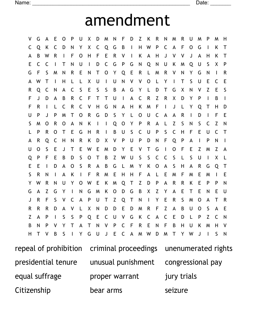 amendment	 Word Search