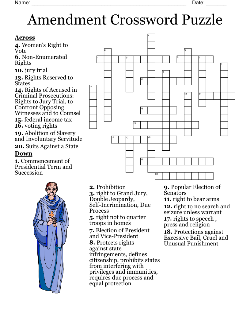 Amendment Crossword Puzzle 