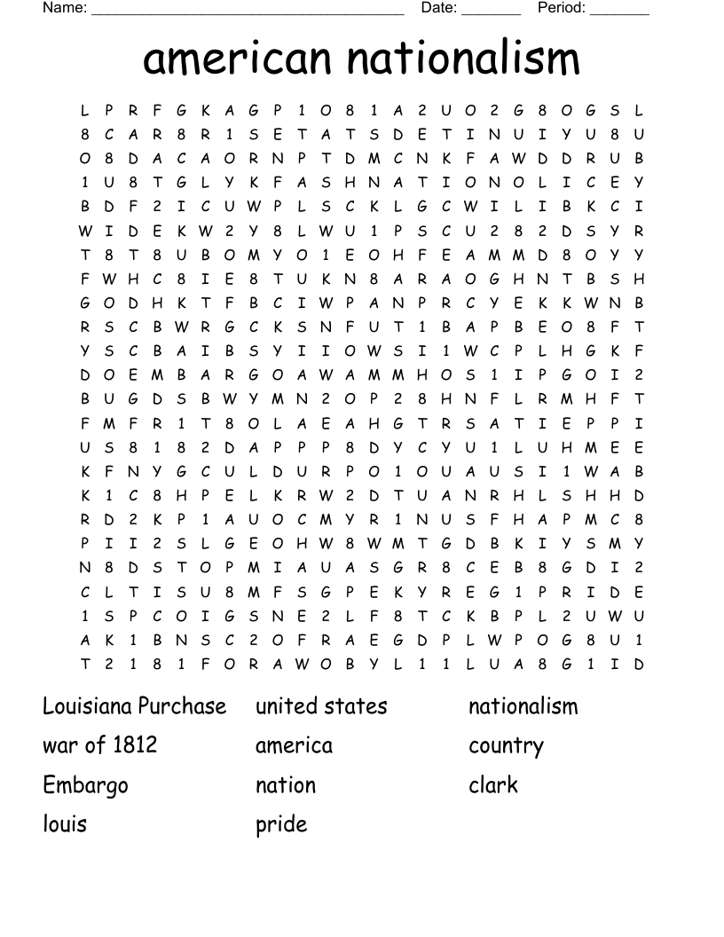 american nationalism  Word Search
